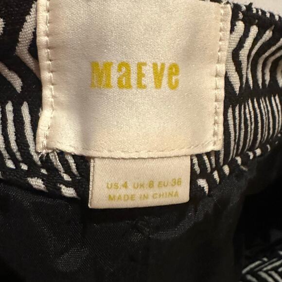 Maeve Anthropologie Black and White Tribal Stripe Mini Skirt Women's 4 - Picture 2 of 6